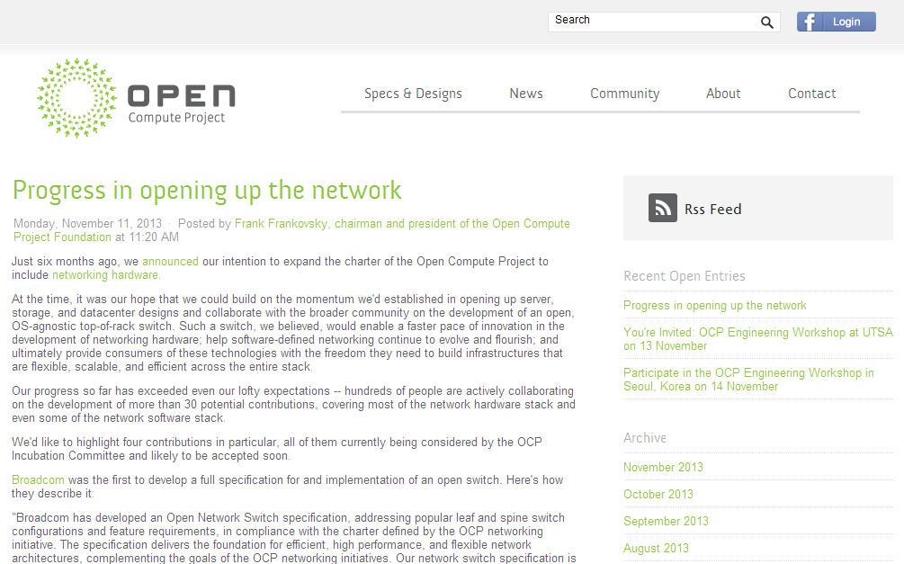 Progress in opening up the network » Open Compute Project_1384920233673