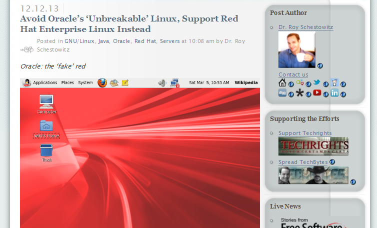 Avoid Oracle’s ‘Unbreakable’ Linux, Support Red Hat Enterprise Linux Instead - Techrights_1389260988548