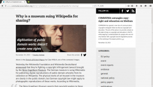 Why is a museum suing Wikipedia for sharing? - International Communia Association - Mozilla Firefox_112